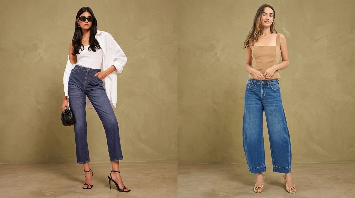 Five denim trends for fall 2026, featuring stylish jeans, modern denim cuts, fresh washes, and outfit ideas for an effortlessly chic autumn wardrobe.